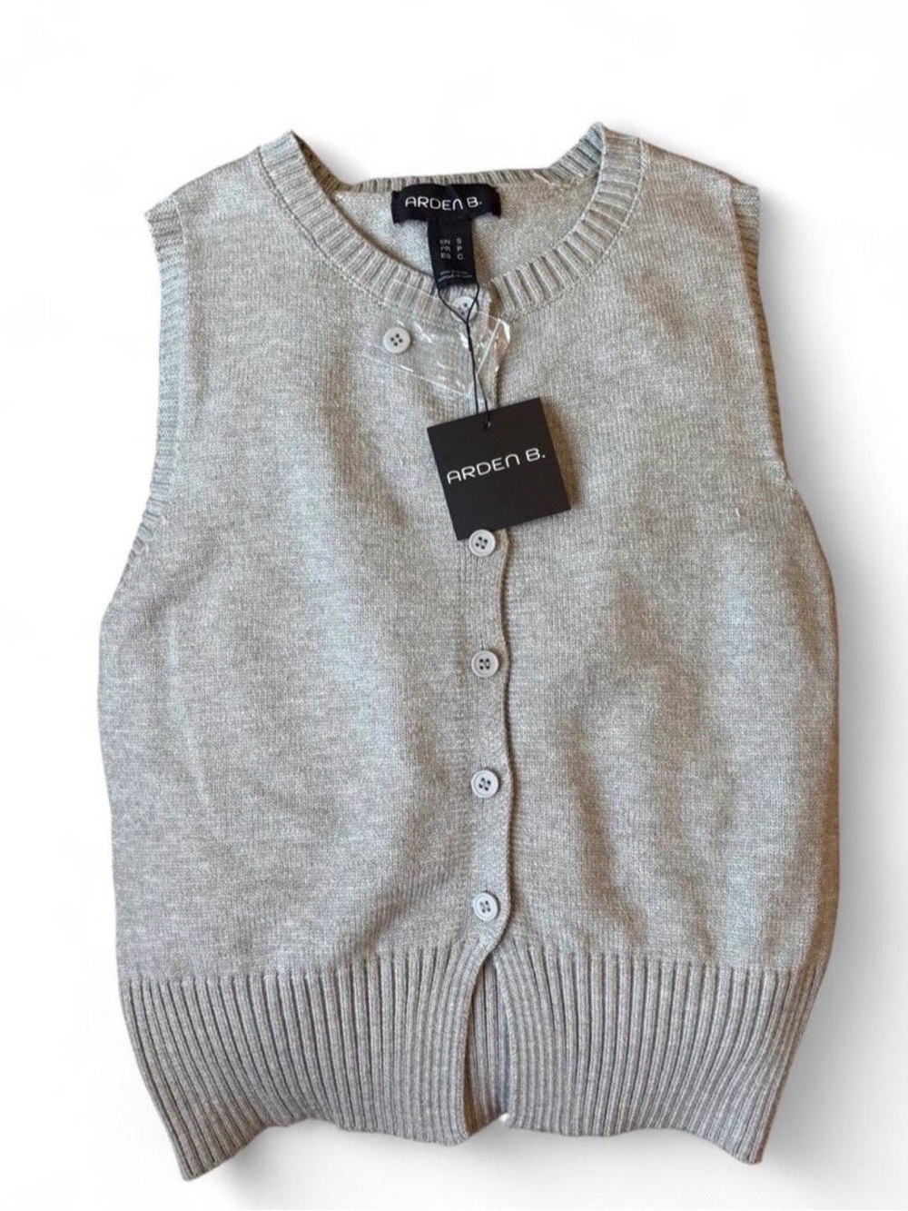 Ardene Light Gray Button Front Knit Vest